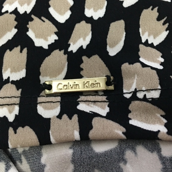 Calvin Klein Cowl Neck Top Blouse Tank Khaki Abstract print - Picture 10 of 13